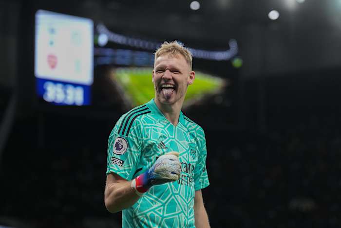 Goalkeeper Aaron Ramsdale pictured during Arsenal's 2-0 win at Tottenham in January 2023
